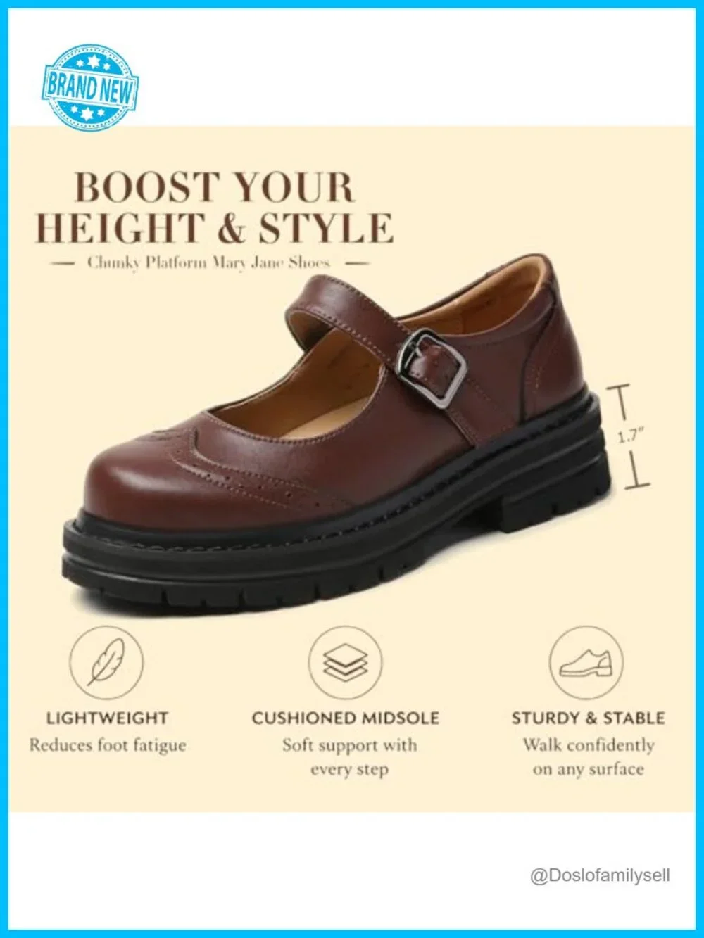 Women's Mary Jane Oxfords Faux Leather Platform Chunky Heel Round Toe Buckle